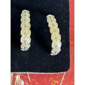Montana Silversmiths Half Hoop Star Design Silver Gold Earrings Western Preloved